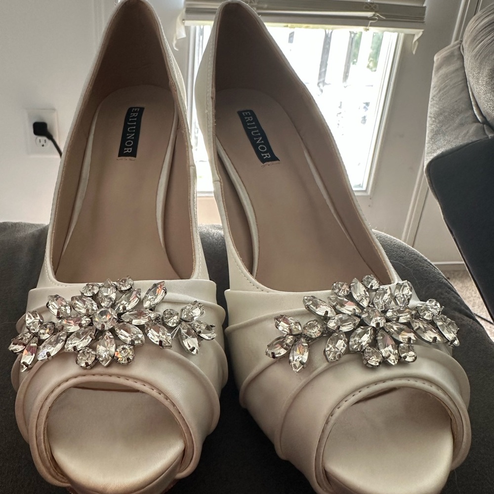 White Crystal Embellished Heels